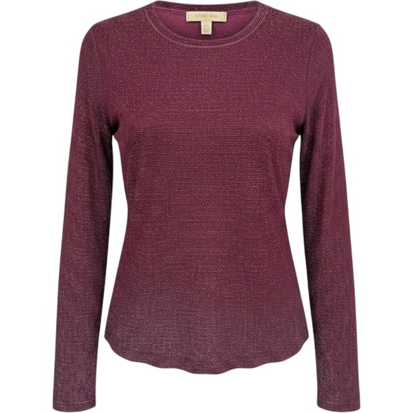 Michael Kors Tops - Michael Kors Top Womens XS Magenta Excellent Metallic Shimmer Long Sleeve Crew
